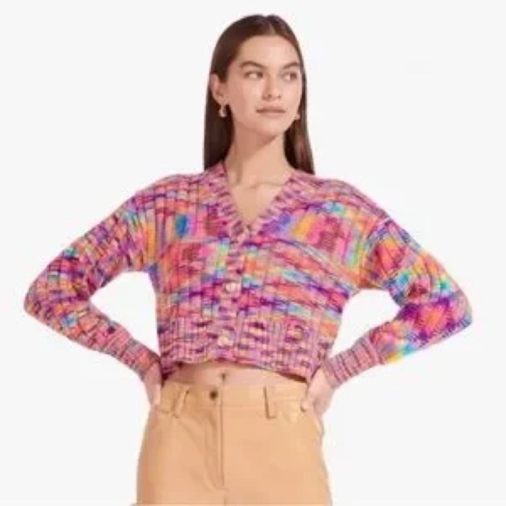 STAUD Eloise Ribbed Multicolored Cardigan - Picture 2 of 5